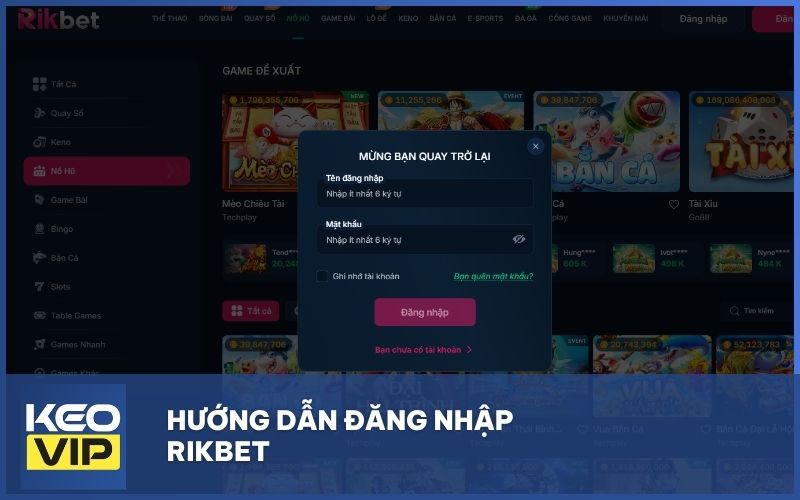 Hướng dẫn đăng nhập RIKBET