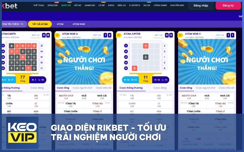 Giao diện RIKBET - tối ưu trải nghiệm người chơi