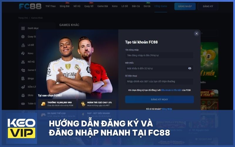 Hướng dẫn đăng ký và đăng nhập nhanh tại FC88