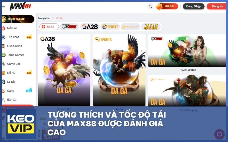 Tương thích và tốc độ tải của MAX88 được đánh giá cao