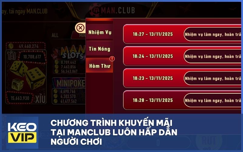 Chương trình khuyến mãi tại MANCLUB luôn hấp dẫn người chơi
